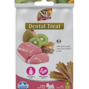 Comanda online FARMINA N&D Tropical Selection Dental Treat Pork Mini 60 g baton dentar pentru caini de rase mici