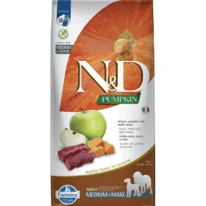 Comanda online FARMINA N&D Venison Pumpkin & Apple Adult Medium & Maxi hrana uscata caini talie medie si mare 12 kg