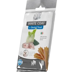 Comanda online FARMINA N&D White Dental Treat Coat Sea bass Medium/Maxi 100 g gustare dentara caine talie medie si mare