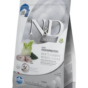 Comanda online FARMINA N&D White Dog Puppy Medium Maxi Sea Bass