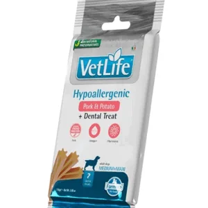 Comanda online FARMINA Vet Life Dental Treat Hypoallergenic Pork Medium/Maxi 100 g baton dentar pentru caini de talie medie si mare
