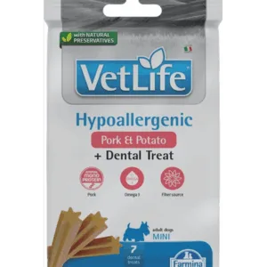Comanda online FARMINA Vet Life Dental Treat Hypoallergenic Pork Mini 60 g recompensa dentara pentru caini de rase mici