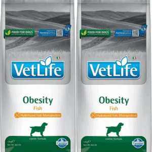 Comanda online FARMINA Vet Life Obesity Fish 12 kg x 2 hrana dietetica pentru caini supraponderali
