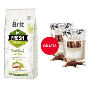 Comanda online Hrana BRIT Fresh Active Run&Work 12 kg + WOOLF Chicken And Rawhide Twister 2 x 100g GRATIS