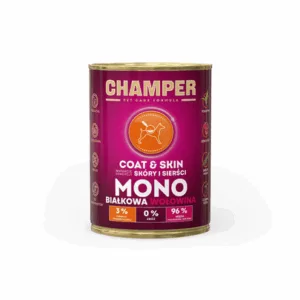 Comanda online Hrana cu vita pentru caini CHAMPER Coat Skin monoproteica 400 g