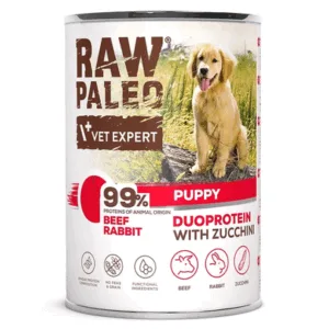 Comanda online Hrana umeda cu vita RAW PALEO Beef Rabbit Puppy 400g pentru catelusi