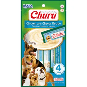 Comanda online INABA Churu Chicken with Cheese 4x14g snack cremos cu pui si branza pentru caini