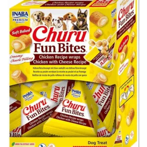 Comanda online INABA Dog Churu Fun Bites Chicken with Cheese 8x12g recompense caini