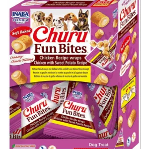 Comanda online INABA Dog Churu Fun Bites Chicken with Sweet Potato 8x12g recompense cu pui si cartofi dulci pentru caini