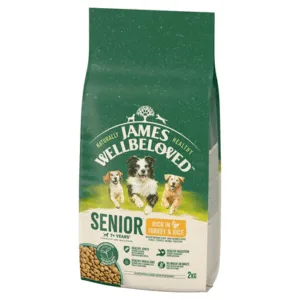 Comanda online JAMES WELLBELOVED Senior 2 kg hrana completa caini in varsta >7 ani bogata in curcan si orez