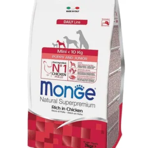 Comanda online MONGE Mini Puppy&Junior hrană uscată pentru cățeluși de talie mică