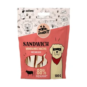 Comanda online MR. BANDIT Sandwich recompensa cu vita si rata pentru caini 500 g