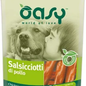 Comanda online OASY Delicatese pentru câini Cârnat cu Pui 100g