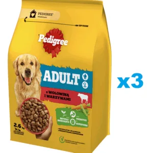 Comanda online PEDIGREE Adult 3x2.6 kg Hrana uscata caine adult talie medie
