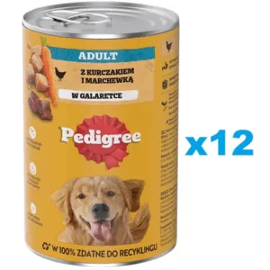 Comanda online PEDIGREE Adult conserve caini adulti 12x1200g pui si morcovi in aspic