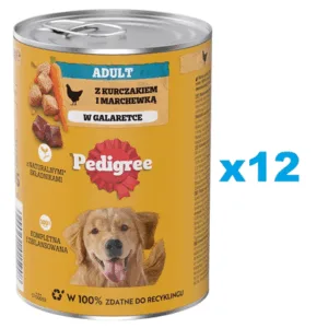 Comanda online PEDIGREE Adult conserve pentru caini 12x400g cu pui si morcovi in aspic