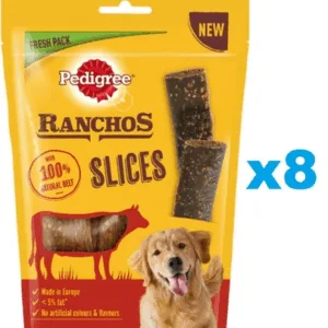 Comanda online PEDIGREE Ranchos Slices 8x60g pachet recompense fasii pentru caini adulti