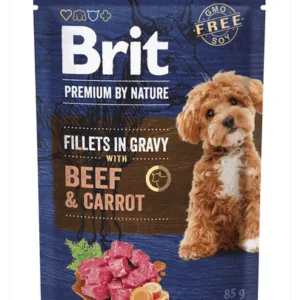 Comanda online Plic hrana BRIT Premium By Nature Dog Fillets in Gravy 24x85g cu vita si morcovi