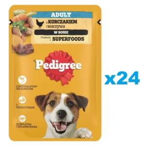 Comanda online Plicuri pentru caini PEDIGREE Adult 24x100g bucati de pui si legume in sos
