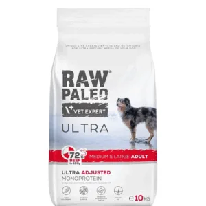 Comanda online RAW PALEO Ultra Beef Medium&Large Adult 10kg Sac hrana uscata caine talie medie sau mare