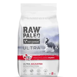 Comanda online RAW PALEO Ultra Beef Medium&Large Puppy 2kg hrana catei rasa medie si mare