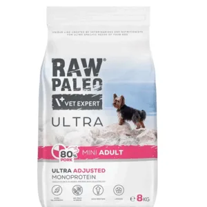 Comanda online RAW PALEO Ultra Pork Mini Adult 8kg hrana monoproteica caini rasa mica
