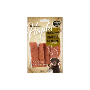 Comanda online RECOMPENSE PENTRU CAINI SNACK HAPKI STRIPS CU IEPURE 85G