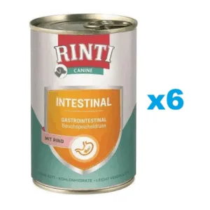 Comanda online RINTI Canine Intestinal beef 6 x 400 g cu vita