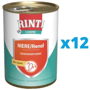 Comanda online RINTI Canine Niere/Renal Chicken hrana dietetica umeda pentru caini cu insuficienta renala cronica sau acuta 12 x 800 g