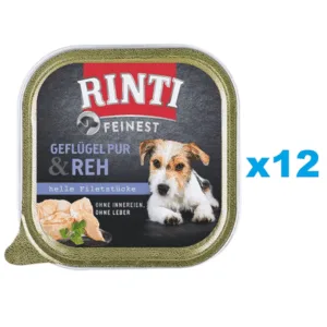 Comanda online RINTI Feinest Poultry Pure&Deer pasare si cerb 12x150 g mancare pentru caini