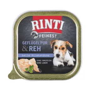 Comanda online RINTI Feinest Poultry Pure&Deer pasare si cerb conserva pentru caini 150 g