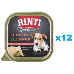 Comanda online RINTI Feinest Poultry Pure&Ham pasare si sunca 12x150 g pentru caini