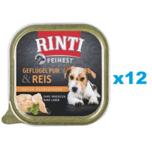 Comanda online RINTI Feinest Poultry Pure&Rice pasare si orez 12x150 g mancare umeda pentru caini