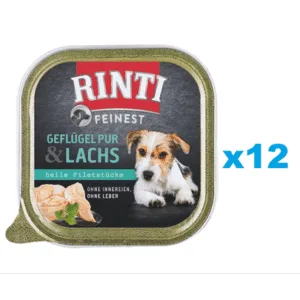 Comanda online RINTI Feinest Poultry Pure&Salmon pasare si somon pentru caini 12x150 g