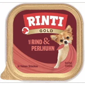 Comanda online RINTI Gold Beef&Guinea fowl Mini vita si bibilica hrana pentru caini 100 g