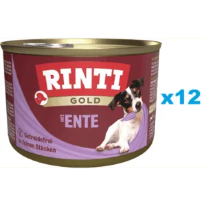 Comanda online RINTI Gold Duck hearts Mini pachet conserve pentru caini 12x185 g cu rata