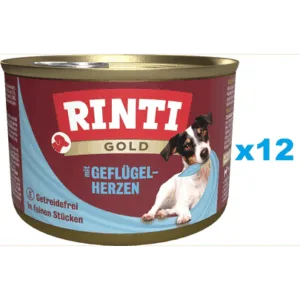 Comanda online RINTI Gold Poultry hearts Mini 12x185 g hrana caine talie mica
