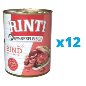 Comanda online RINTI Kennerfleisch Beef conserva cu vita pentru caini 12 x 800 g