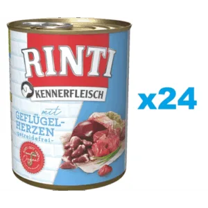 Comanda online RINTI Kennerfleisch Poultry Hearts 24 x 400 g hrana caini