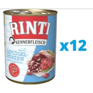 Comanda online RINTI Kennerfleisch Poultry hearts 12 x 400 g hrana caini