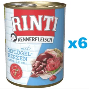 Comanda online RINTI Kennerfleisch Poultry hearts 6x400 g hrana umeda caini