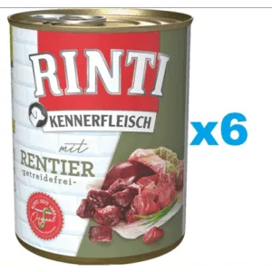 Comanda online RINTI Kennerfleisch Reindeer renifer 6x800 g hrana cu ren