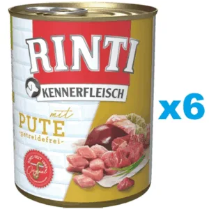 Comanda online RINTI Kennerfleisch Turkey curcan 6x400 g conserva hrana umeda caini