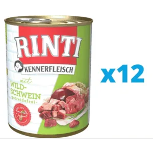 Comanda online RINTI Kennerfleisch Wild boar hrana umeda 12 x 800 g cu mistret