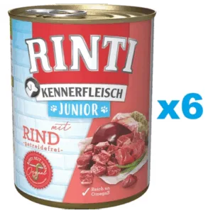 Comanda online RINTI Kennerfleish Junior Beef 6x400 g conserve alimente catei