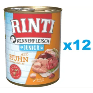 Comanda online RINTI Kennerfleish Junior Chicken 12x400 g conserve cu pui