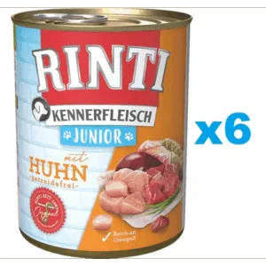Comanda online RINTI Kennerfleish Junior Chicken 6x400 g cu pui pentru catei