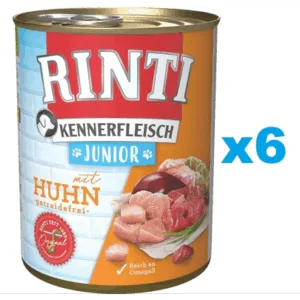 Comanda online RINTI Kennerfleish Junior Chicken 6x800 g caine junior