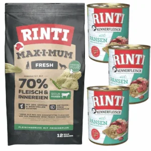 Comanda online RINTI MAX-I-MUM Rumen hrana caine adult 12 kg + Kennerfleisch Rumen hrana umeda 3x400 g
