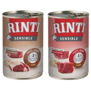 Comanda online RINTI Sensible vita si orez 6x400 g + miel si orez 6x400 g mix hrana caine